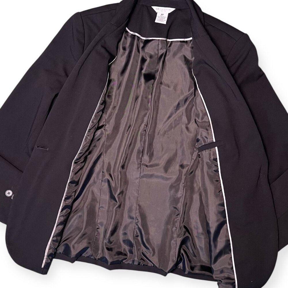 Liz Claiborne Petite Black Blazer 8P Stretch Career Office Jacket - Picture 10 of 10